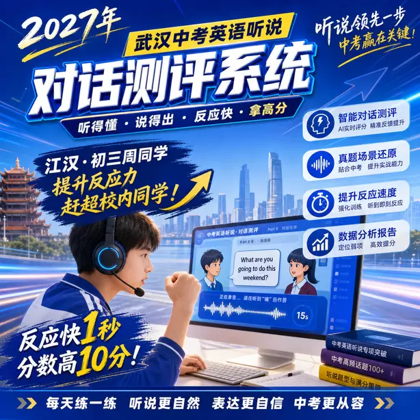 2027武汉英语听说机考时间江汉&middot;初三周同学（提升反应力，赶超校内同学）