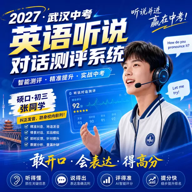 2027武汉英语听说机考时间硚口&middot;初三张同学（纠正发音，跻身校内前列）